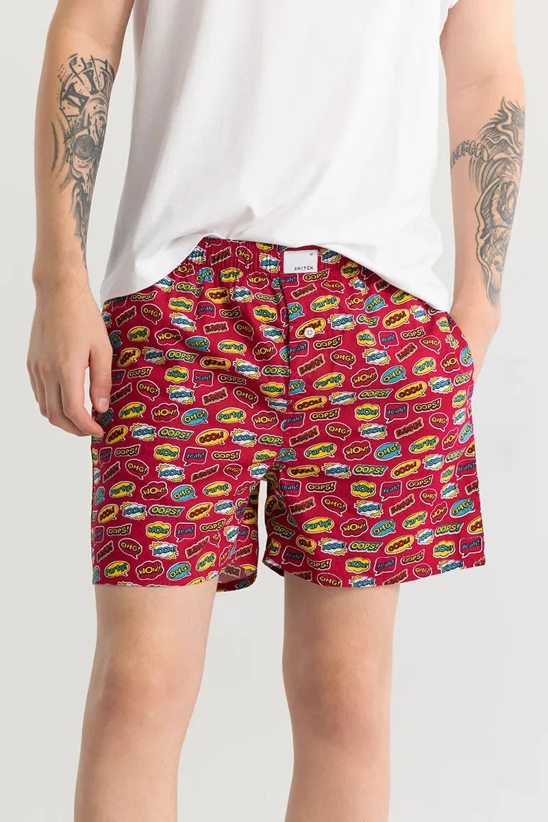 Gry Doodle Red Printed Boxer