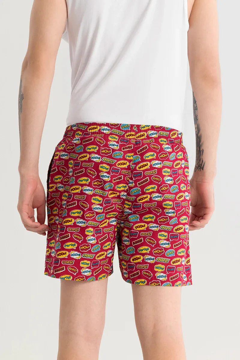 Gry Doodle Red Printed Boxer