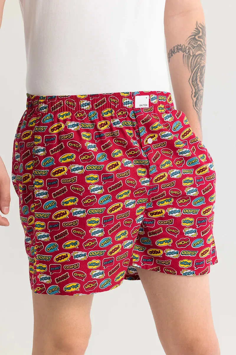 Gry Doodle Red Printed Boxer