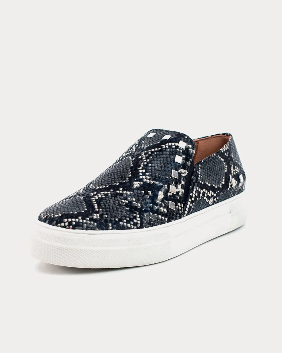 Hayley Stud Detail Vegan Black Slip On Sneakers