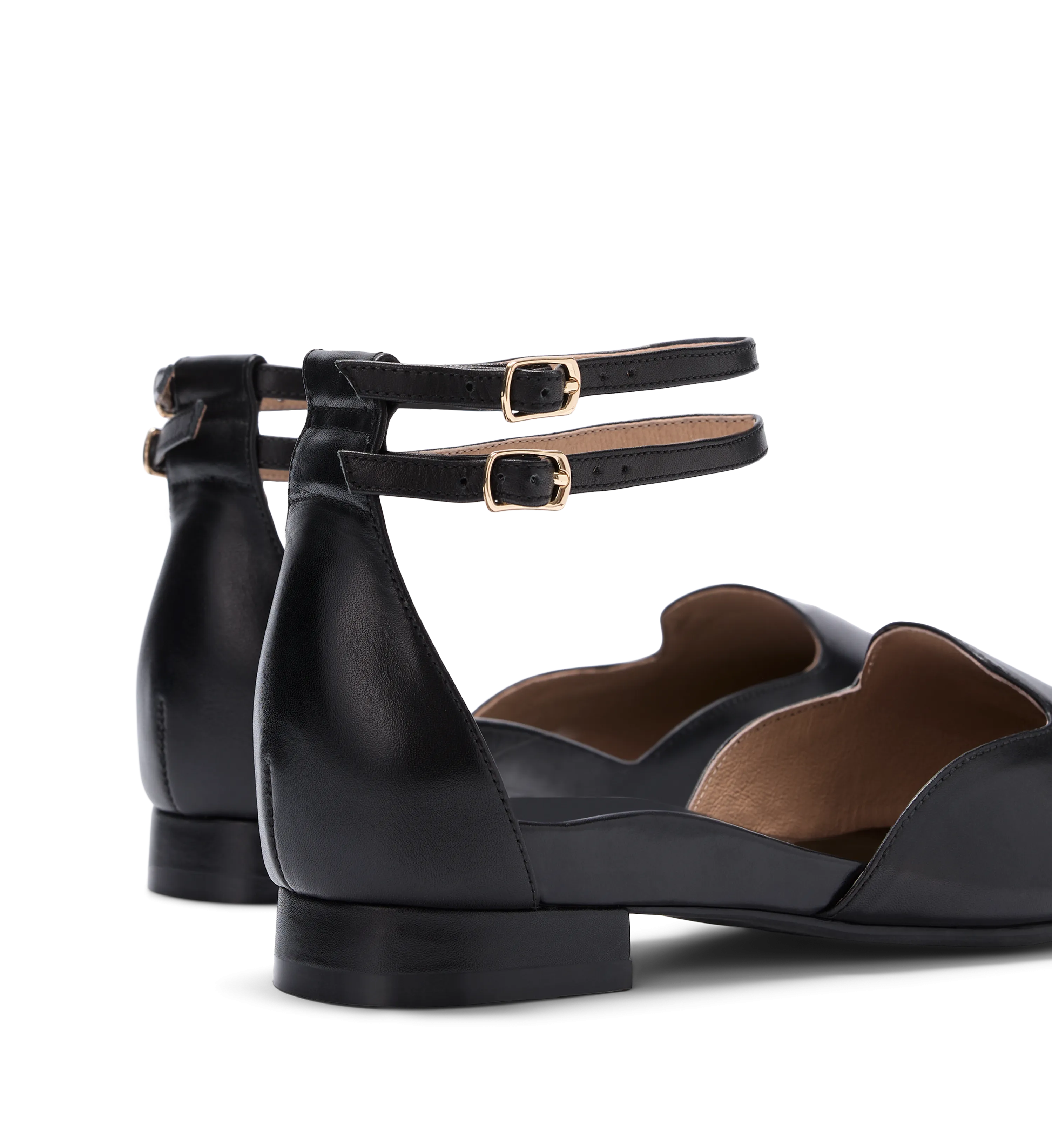 Iduna Black Leather Flats