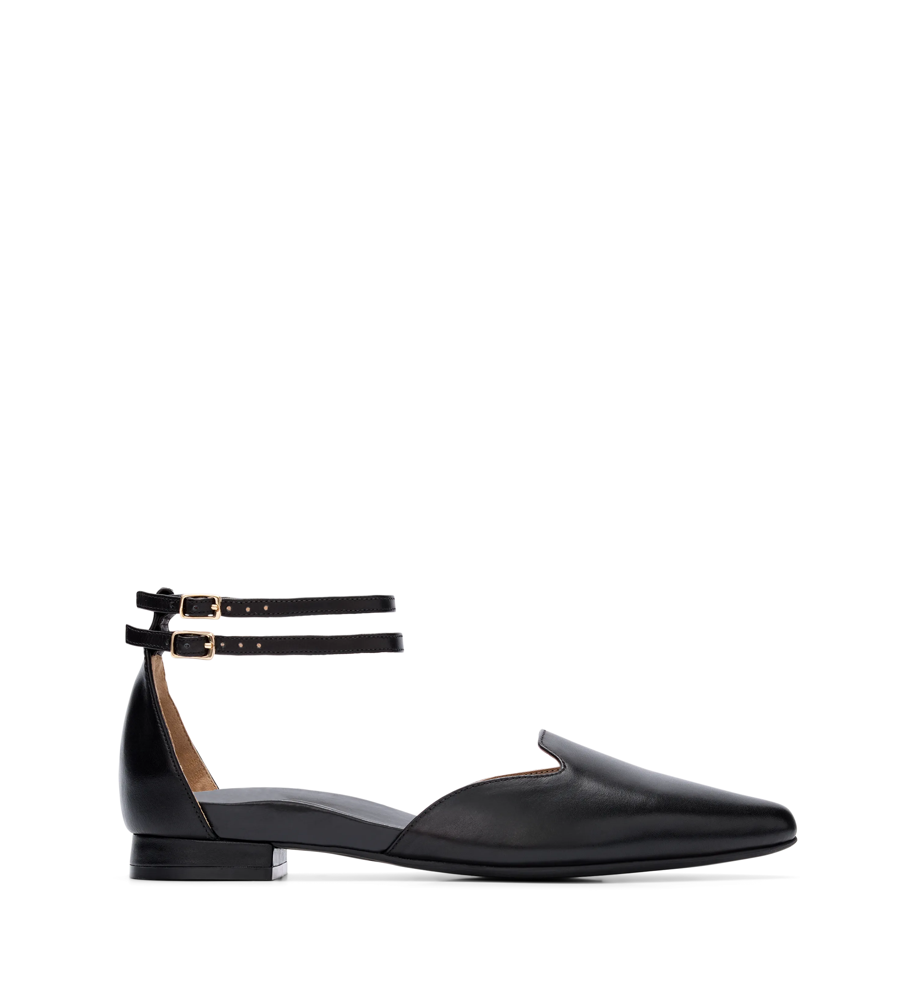 Iduna Black Leather Flats