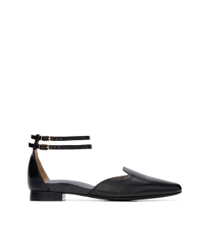 Iduna Black Leather Flats