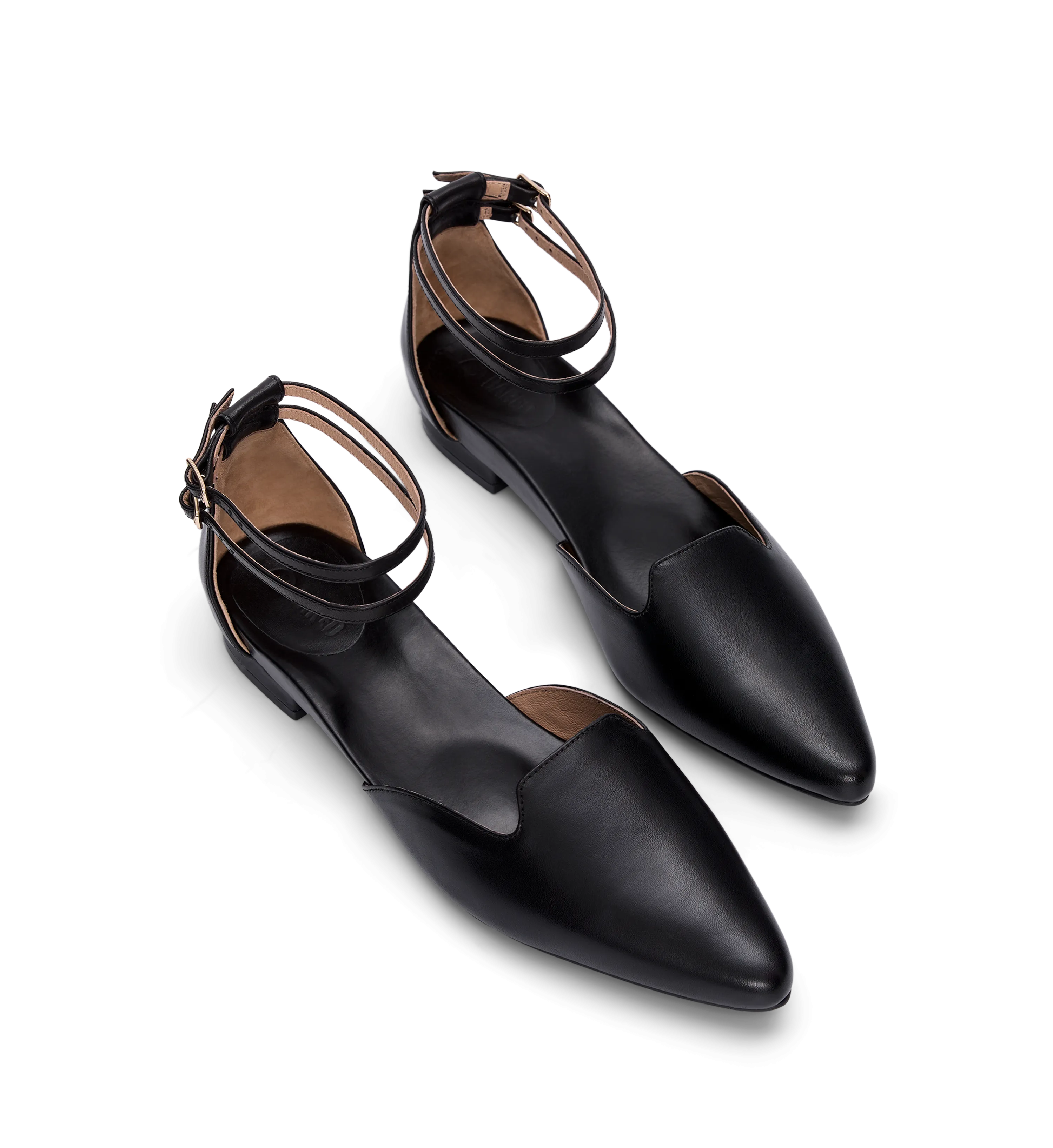 Iduna Black Leather Flats