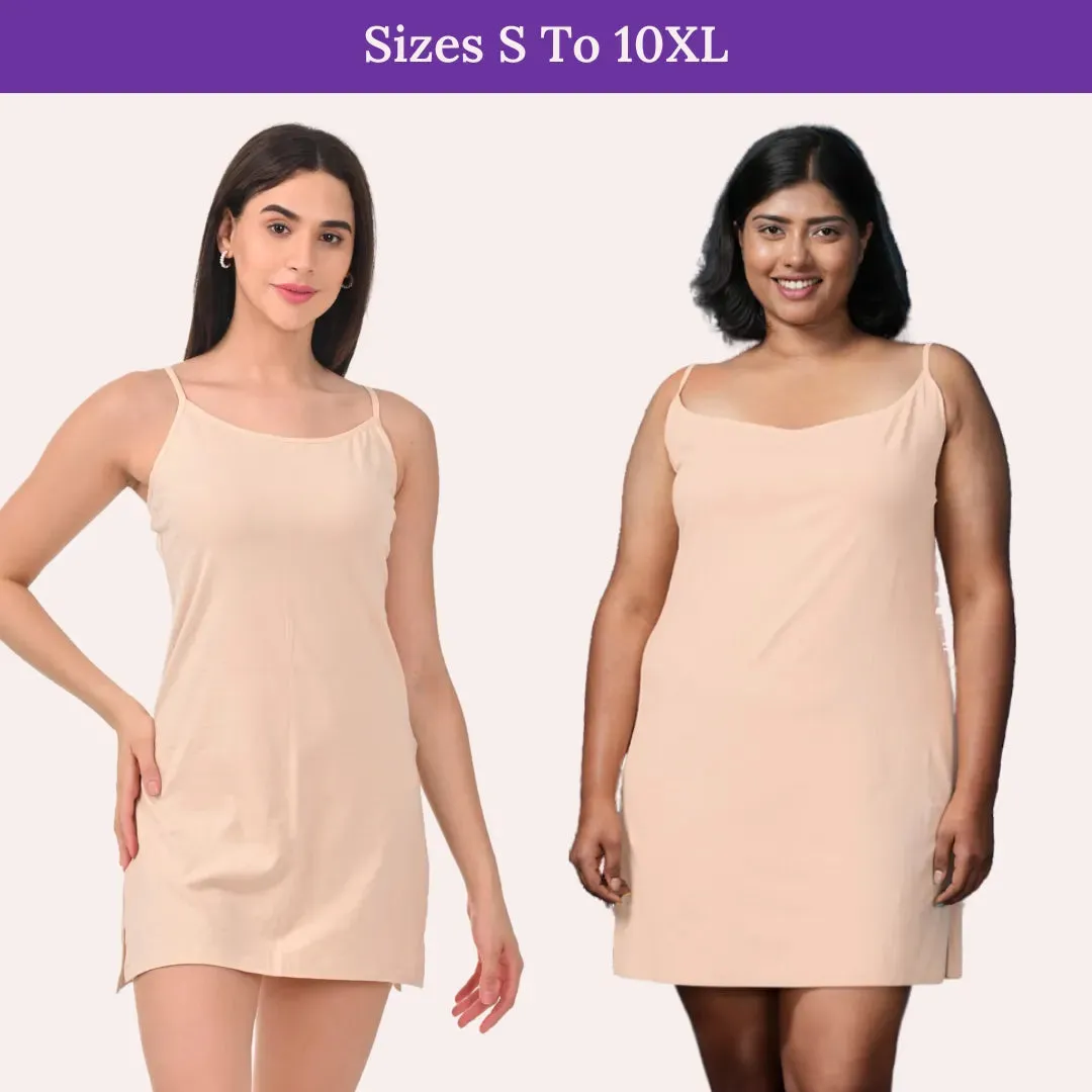 Inner Slip For Kurtis & Kurtas | Adjustable Straps | Front Round Neckline | Side Slits For Easy Movement