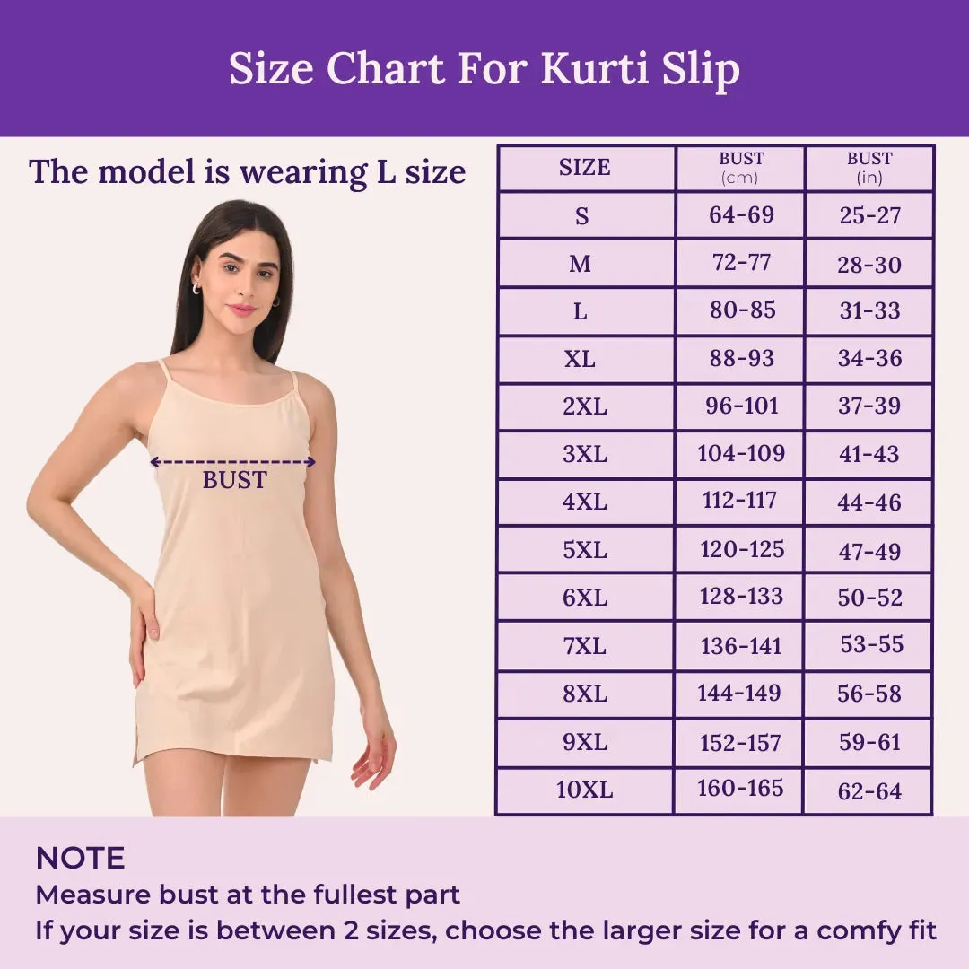 Inner Slip For Kurtis & Kurtas | Adjustable Straps | Front Round Neckline | Side Slits For Easy Movement