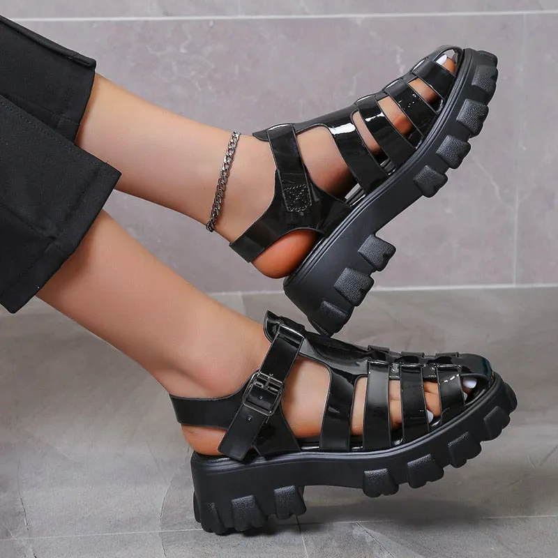 Joskaa New Women's Sandals Summer Breathable And Comfortable Designer Toe Sandals Thick Bottom Waterproof Platform Roman Sandals Womes
