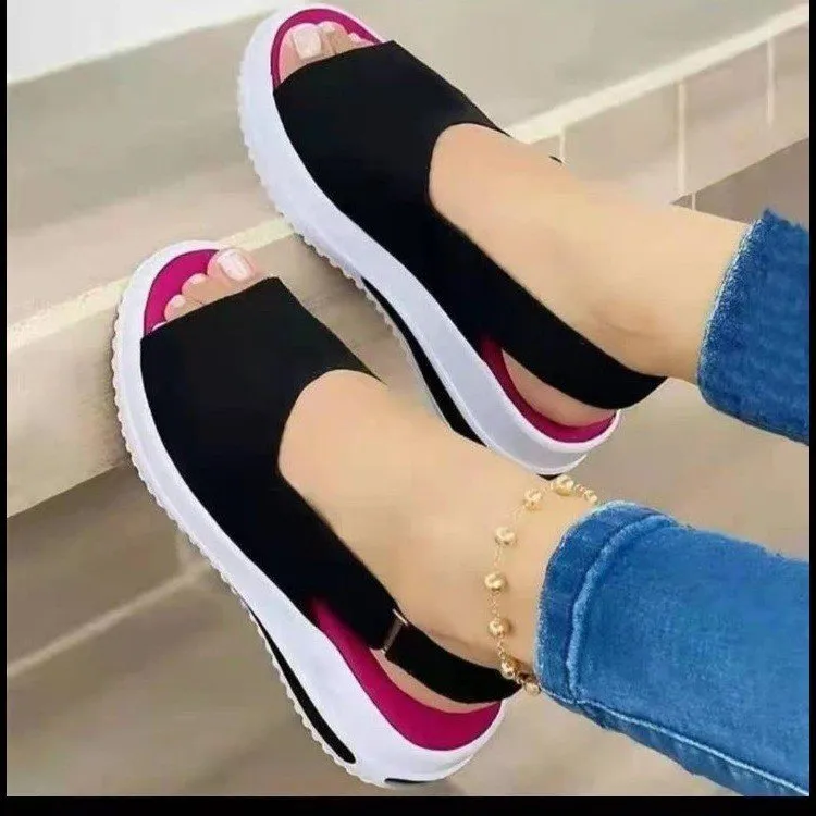 JOSKAA Women Casual Sandals Soft Stitching Ladies Sandals Comfortable Flat Sandals Female Open Toe Beach Shoes Woman Footwear
