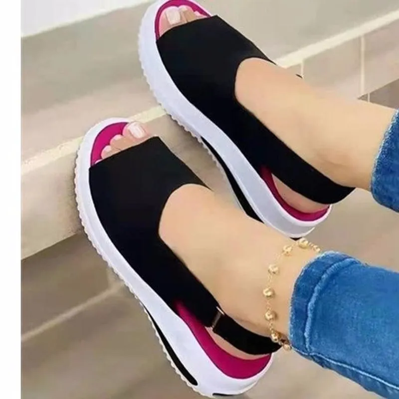 JOSKAA Women Casual Sandals Soft Stitching Ladies Sandals Comfortable Flat Sandals Female Open Toe Beach Shoes Woman Footwear
