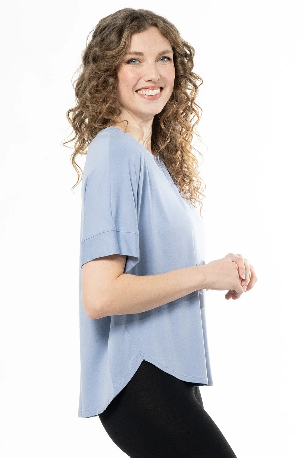 Laura Relaxed-Fit Bamboo Blouse - Powder Blue