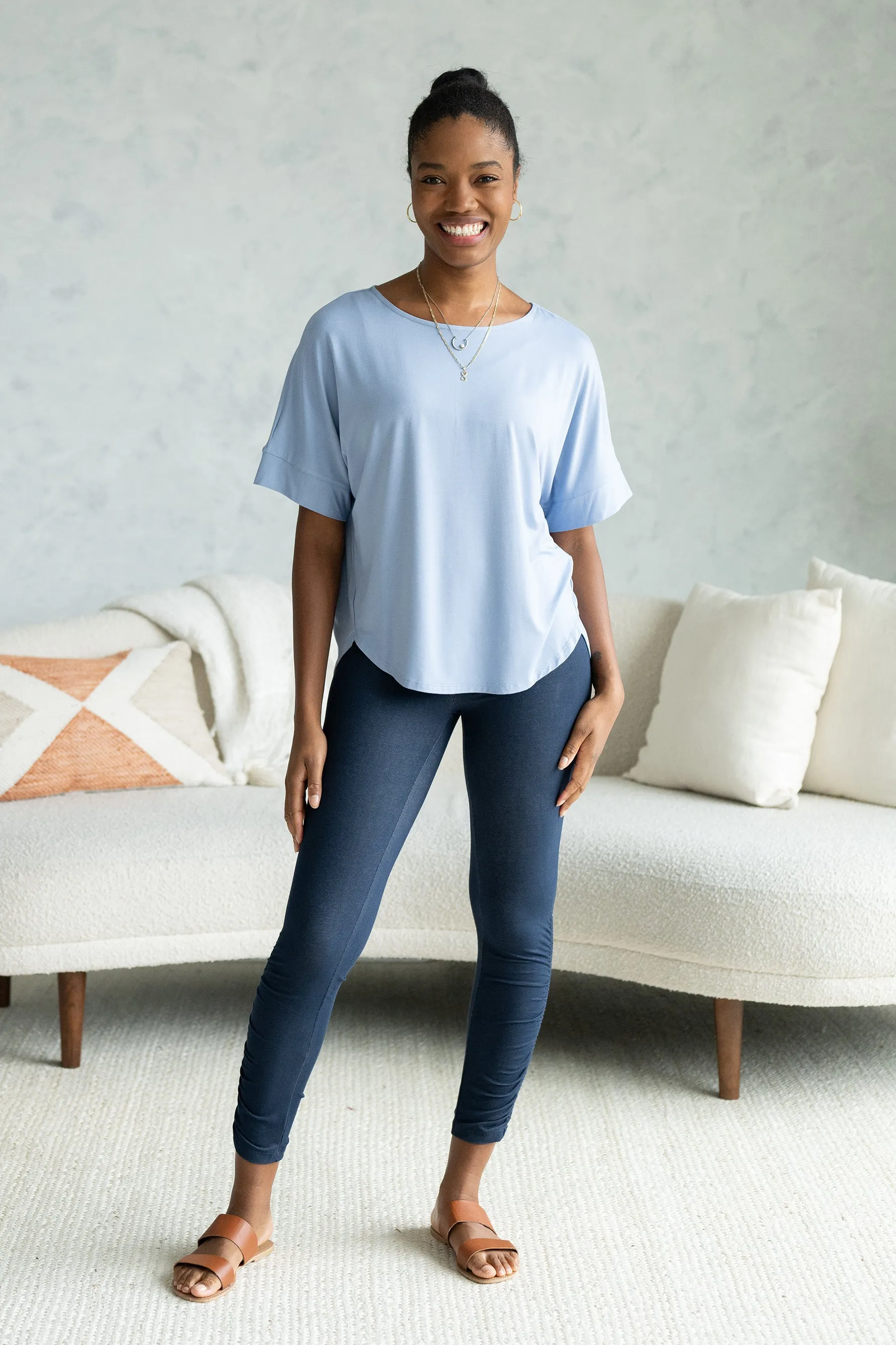 Laura Relaxed-Fit Bamboo Blouse - Powder Blue
