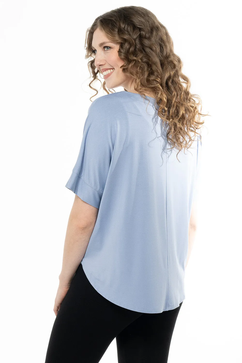 Laura Relaxed-Fit Bamboo Blouse - Powder Blue