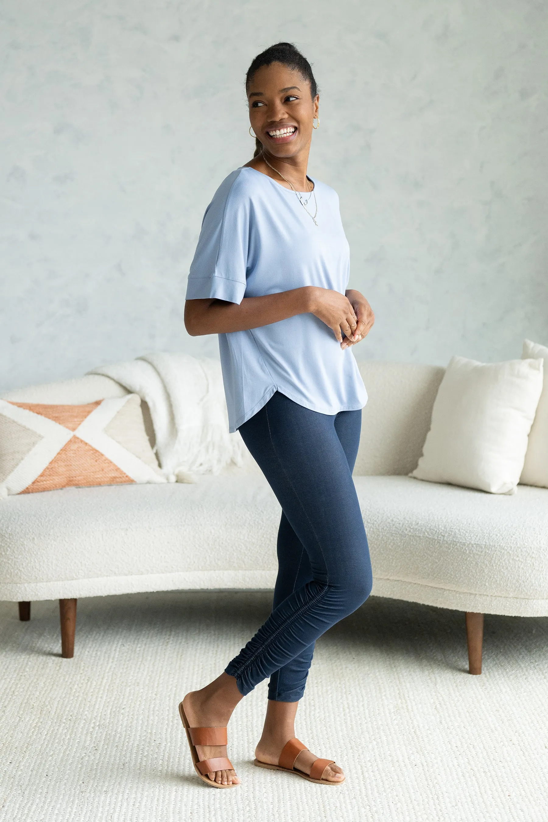 Laura Relaxed-Fit Bamboo Blouse - Powder Blue