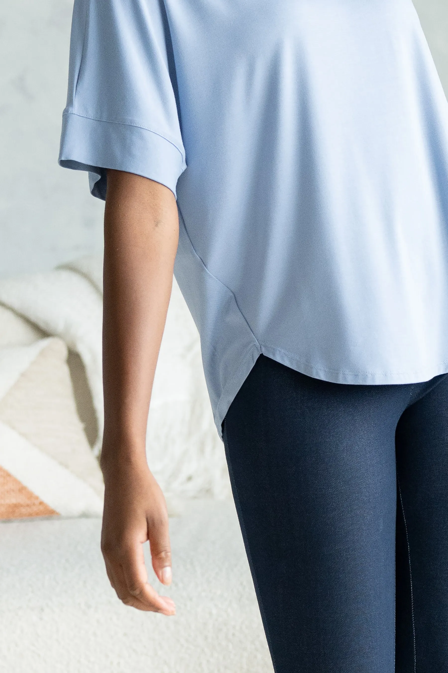 Laura Relaxed-Fit Bamboo Blouse - Powder Blue
