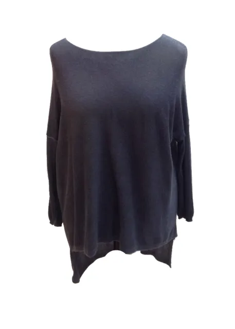 Long Lana Soft Fine Knit Jumper in Blue Made In Italy By Feathers Of Italy One Size