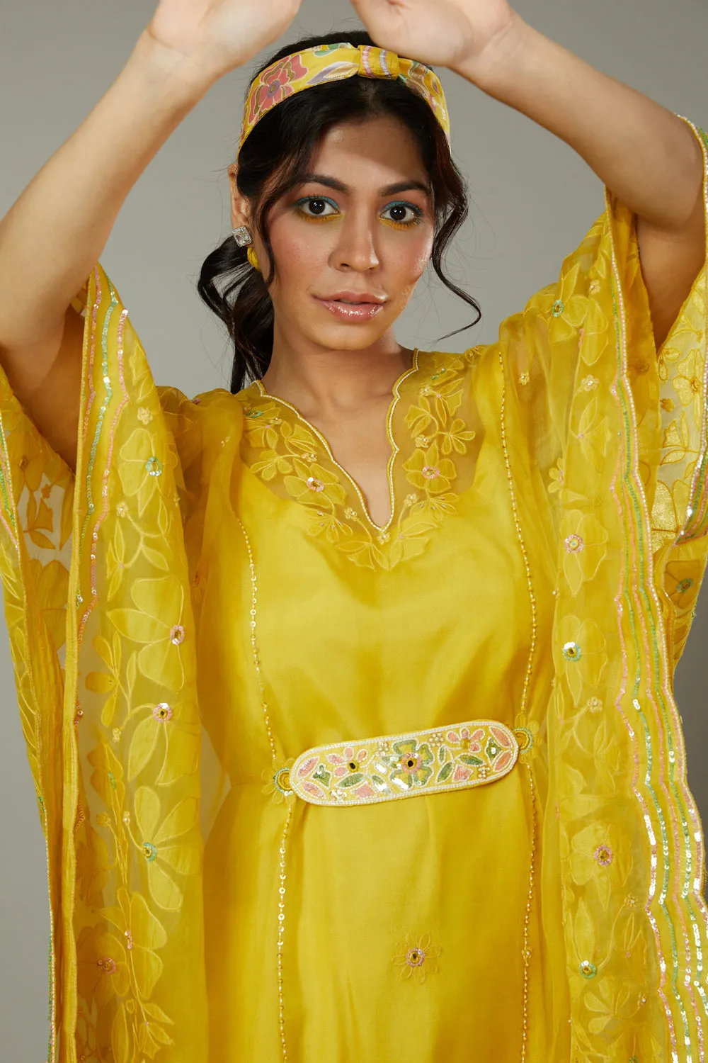 Mango Bite Candy Applique And Hand Ebroidered Kaftaan Set