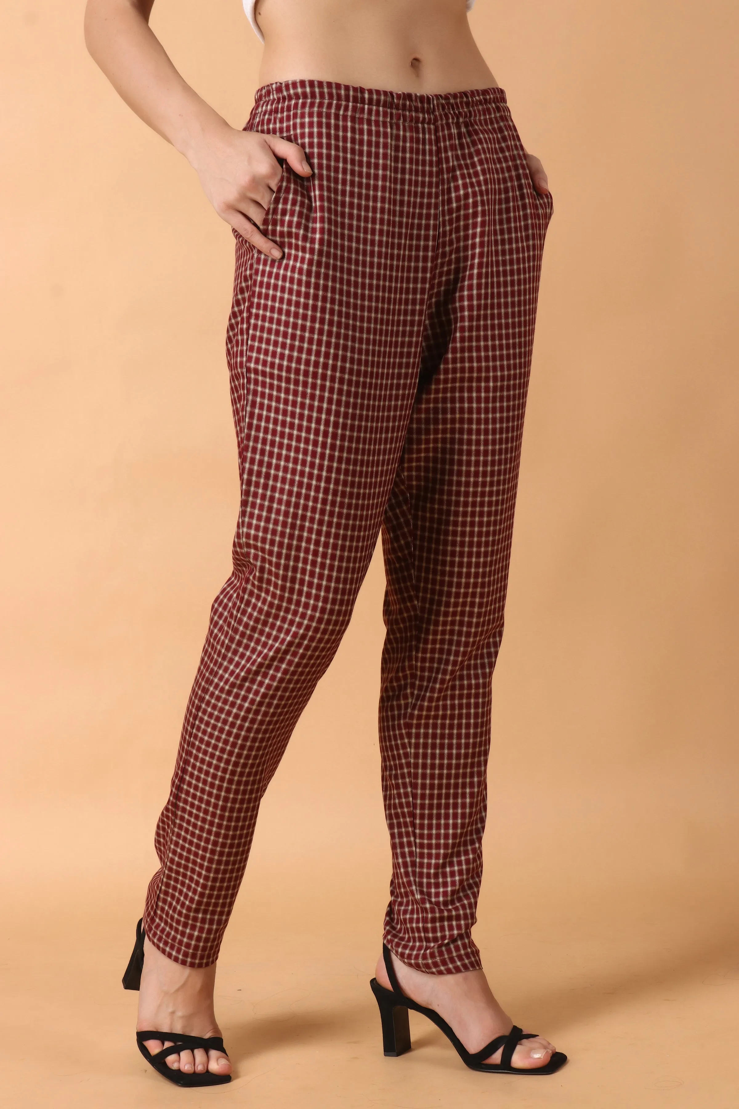 Maroon Checked Woollen Pajama