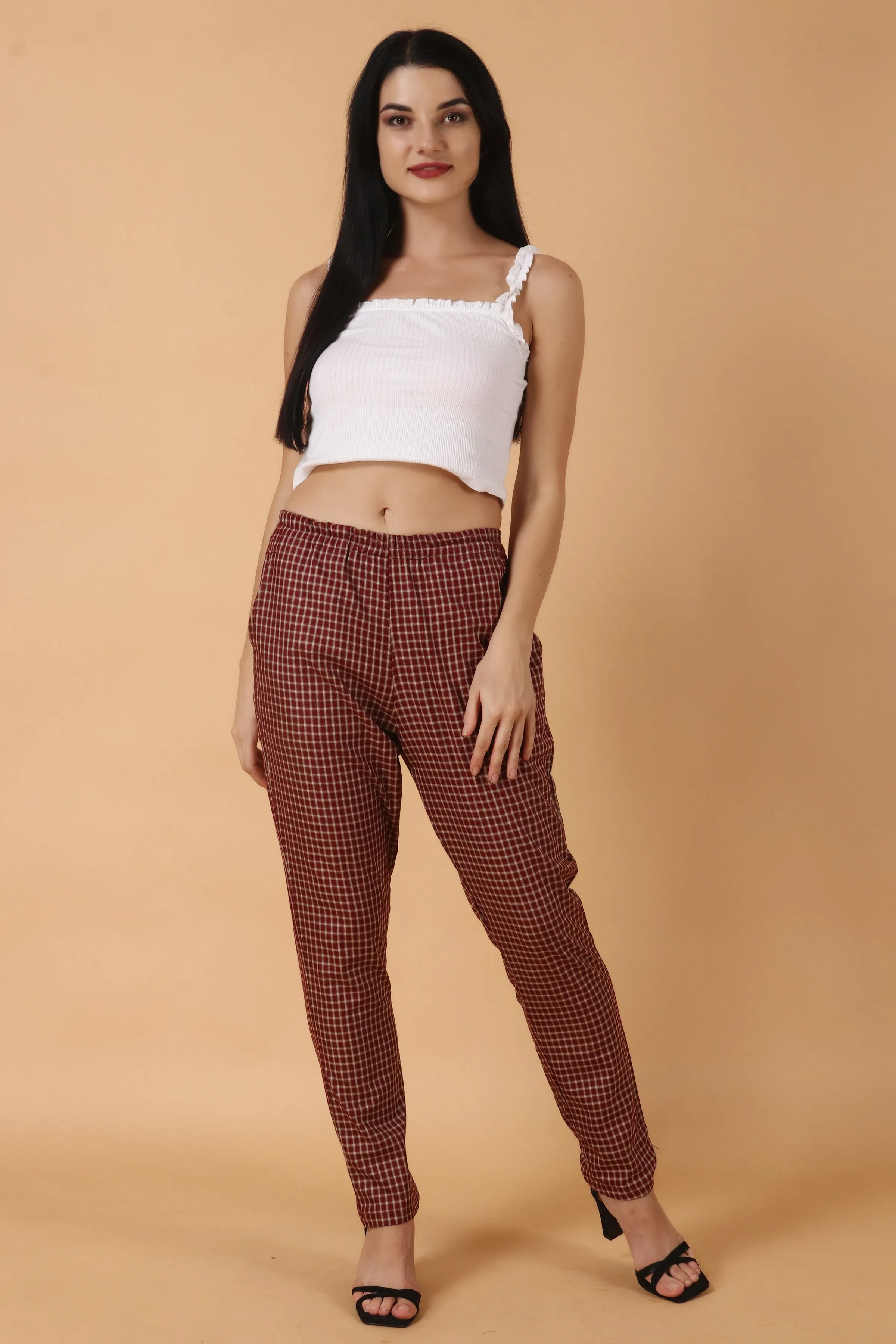 Maroon Checked Woollen Pajama