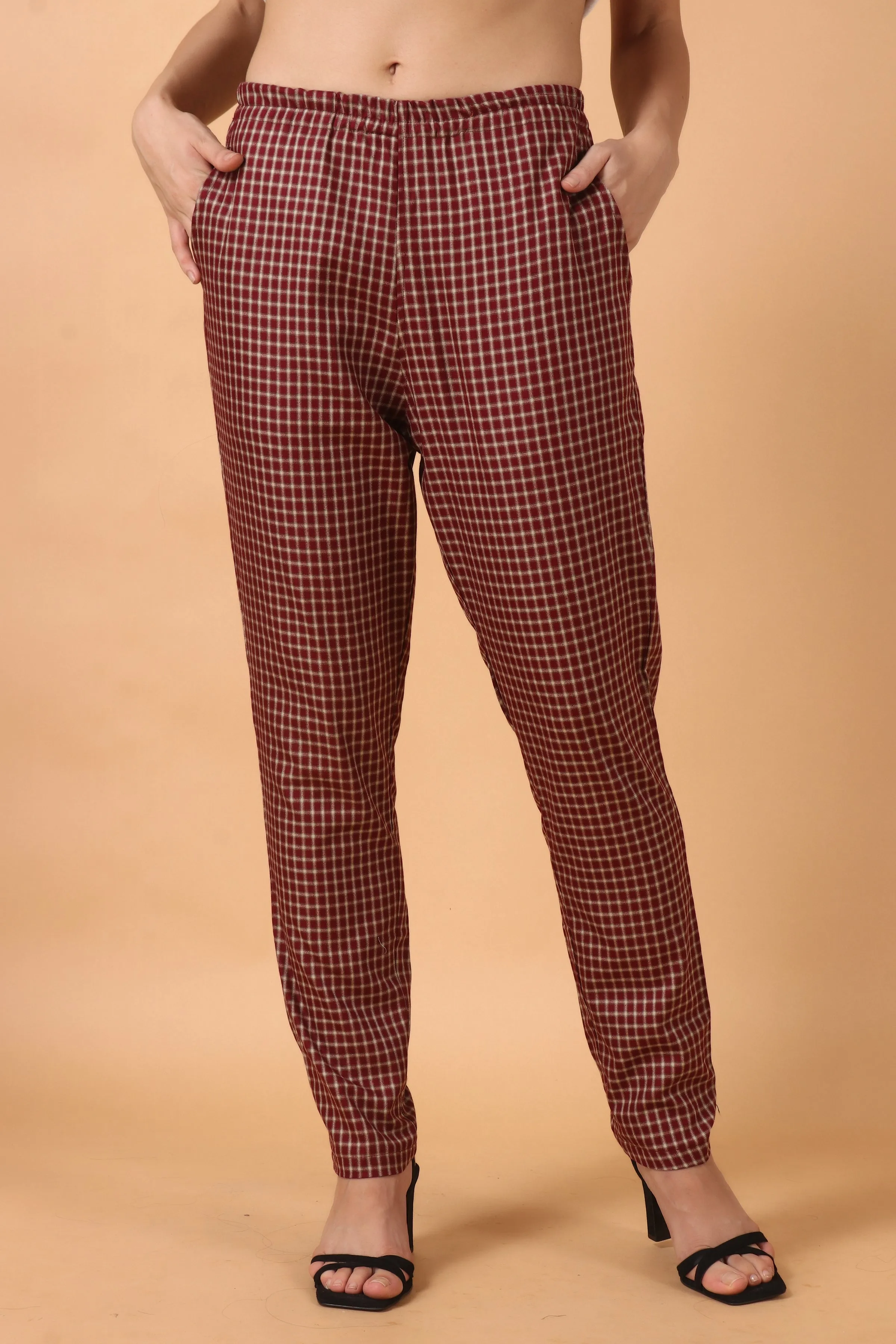 Maroon Checked Woollen Pajama