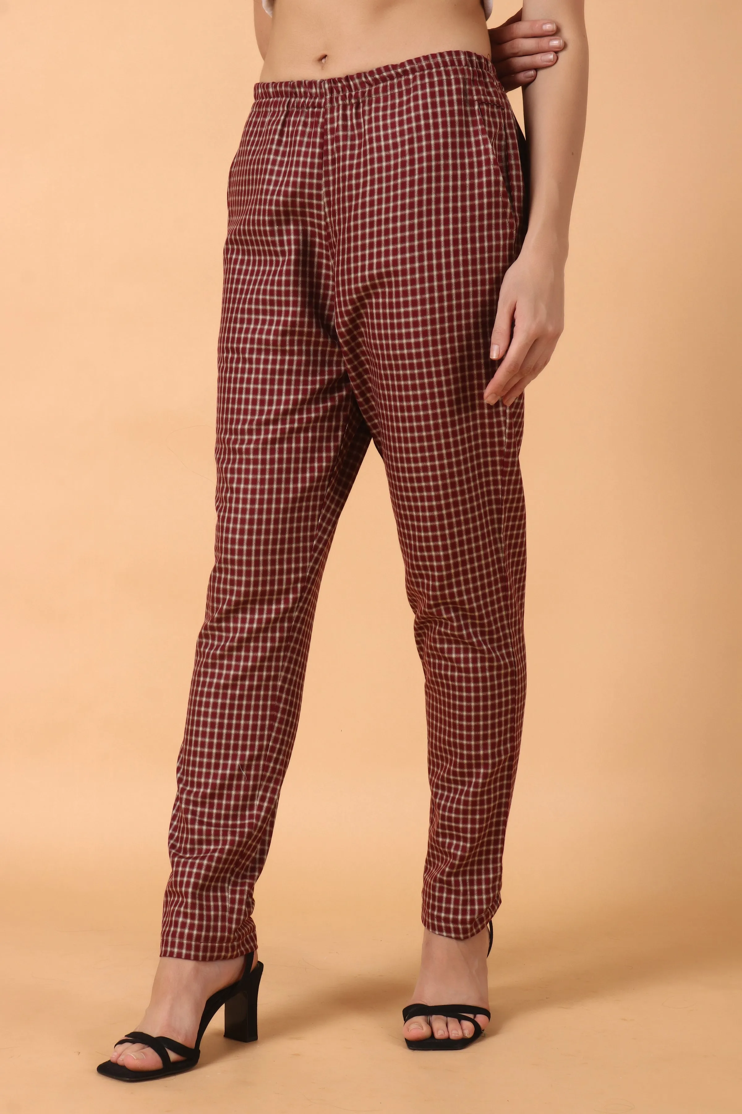 Maroon Checked Woollen Pajama