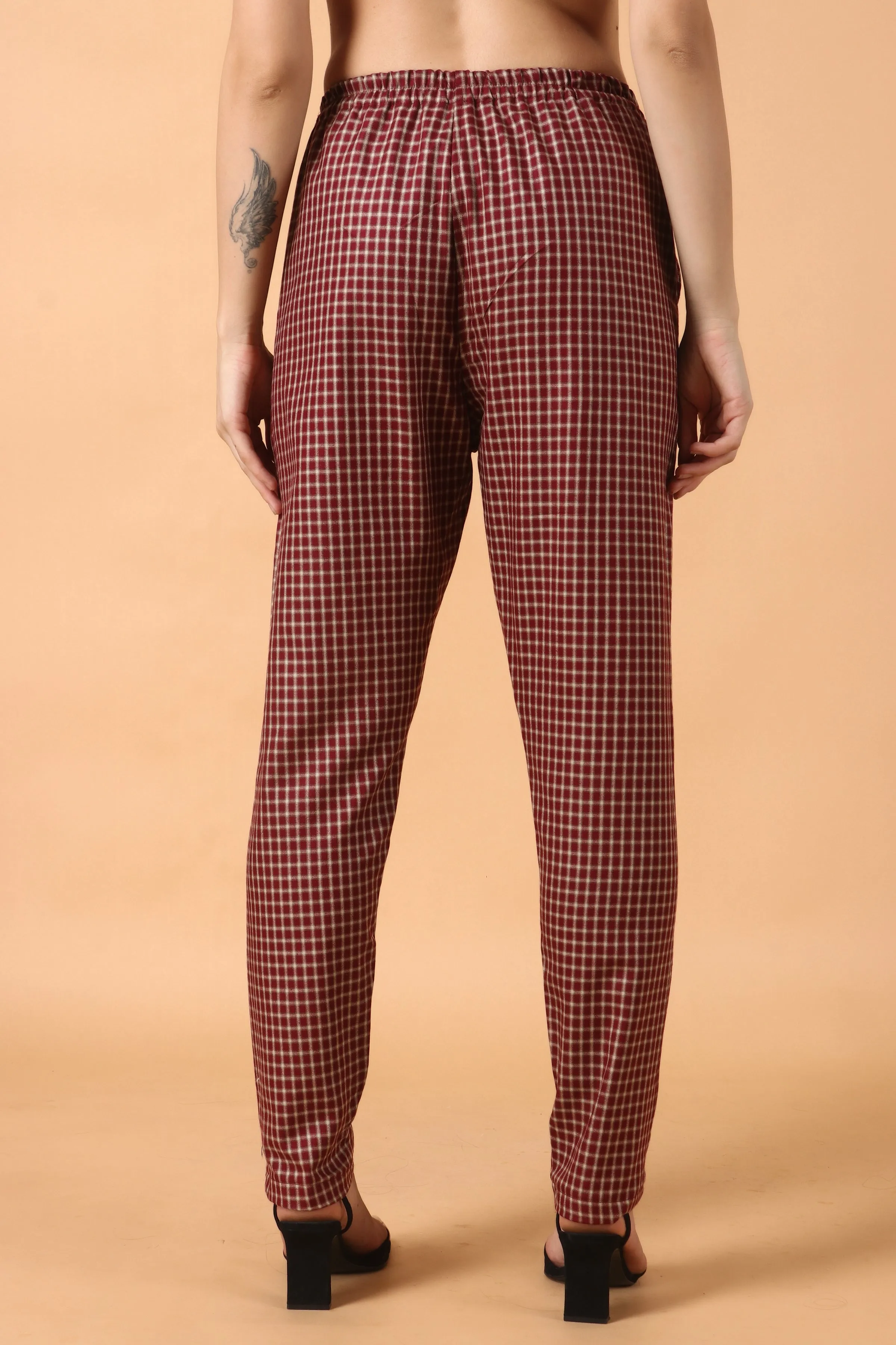 Maroon Checked Woollen Pajama