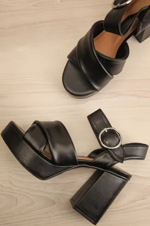 Miami Black | Platform Heeled Sandals