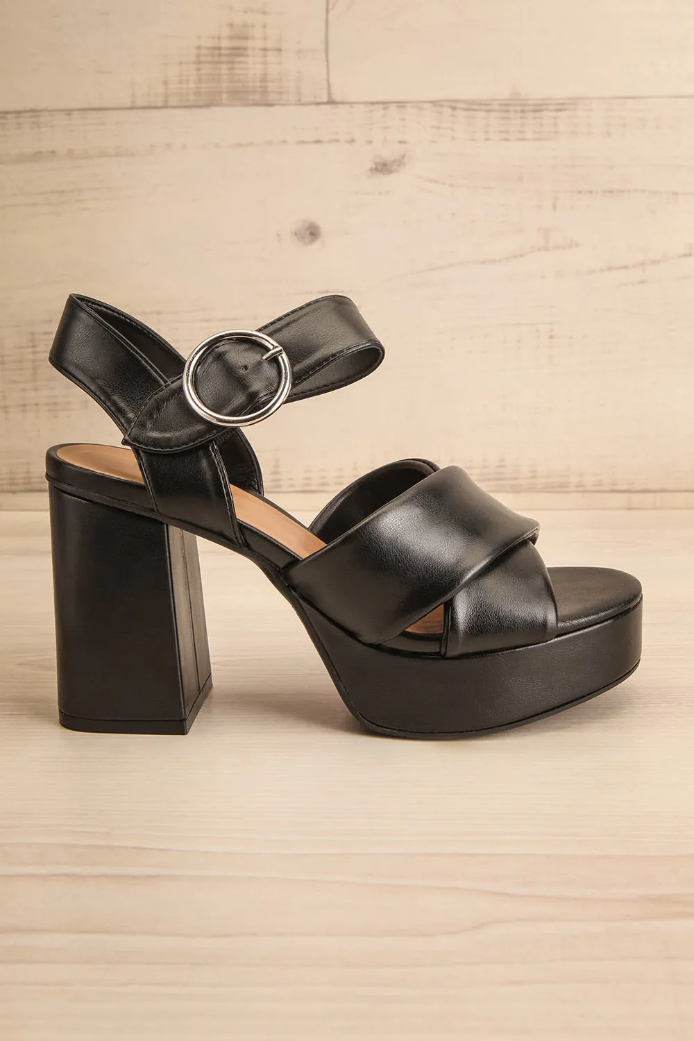 Miami Black | Platform Heeled Sandals