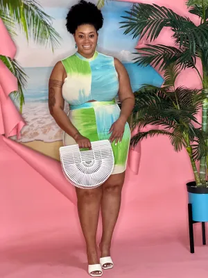 Naida Mini Skirt Set - CURVY (Green / Blue)