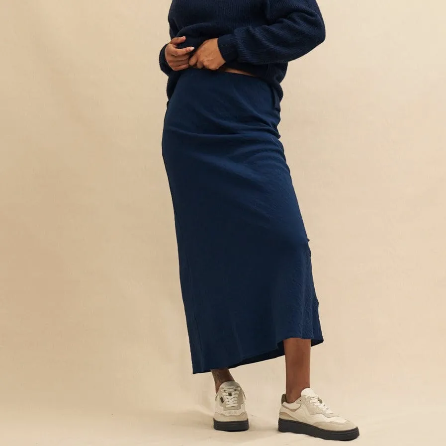 Nobody's Child Navy Slip Mila Midi Skirt