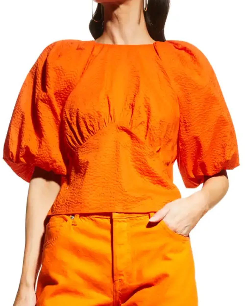 Orange Crush Gathered Seam Top
