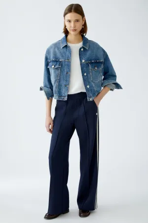 Oui Wide Leg Trouser with Side Stripe