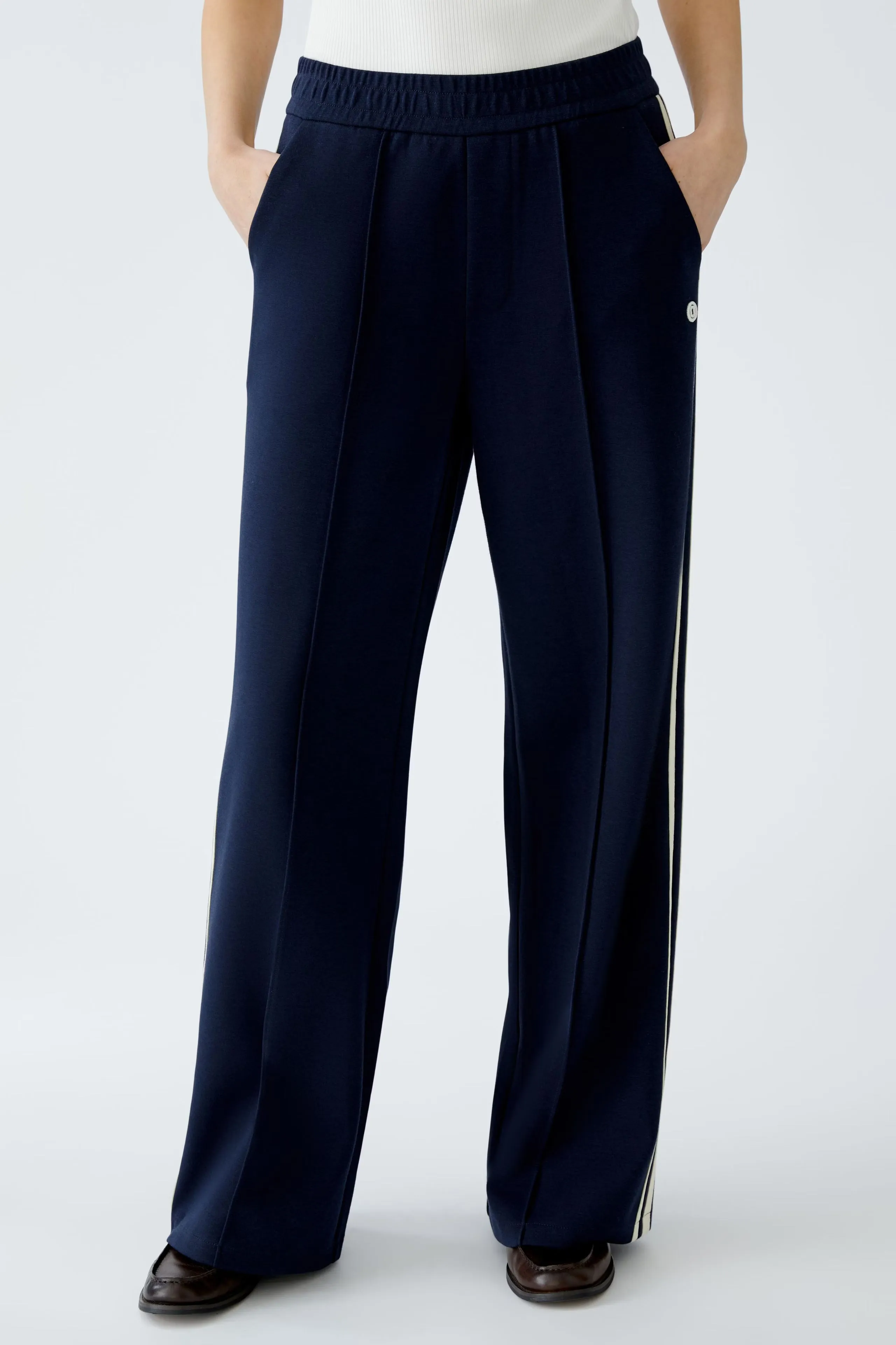 Oui Wide Leg Trouser with Side Stripe