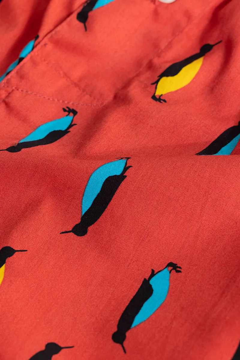 Penguin Print Red Boxer
