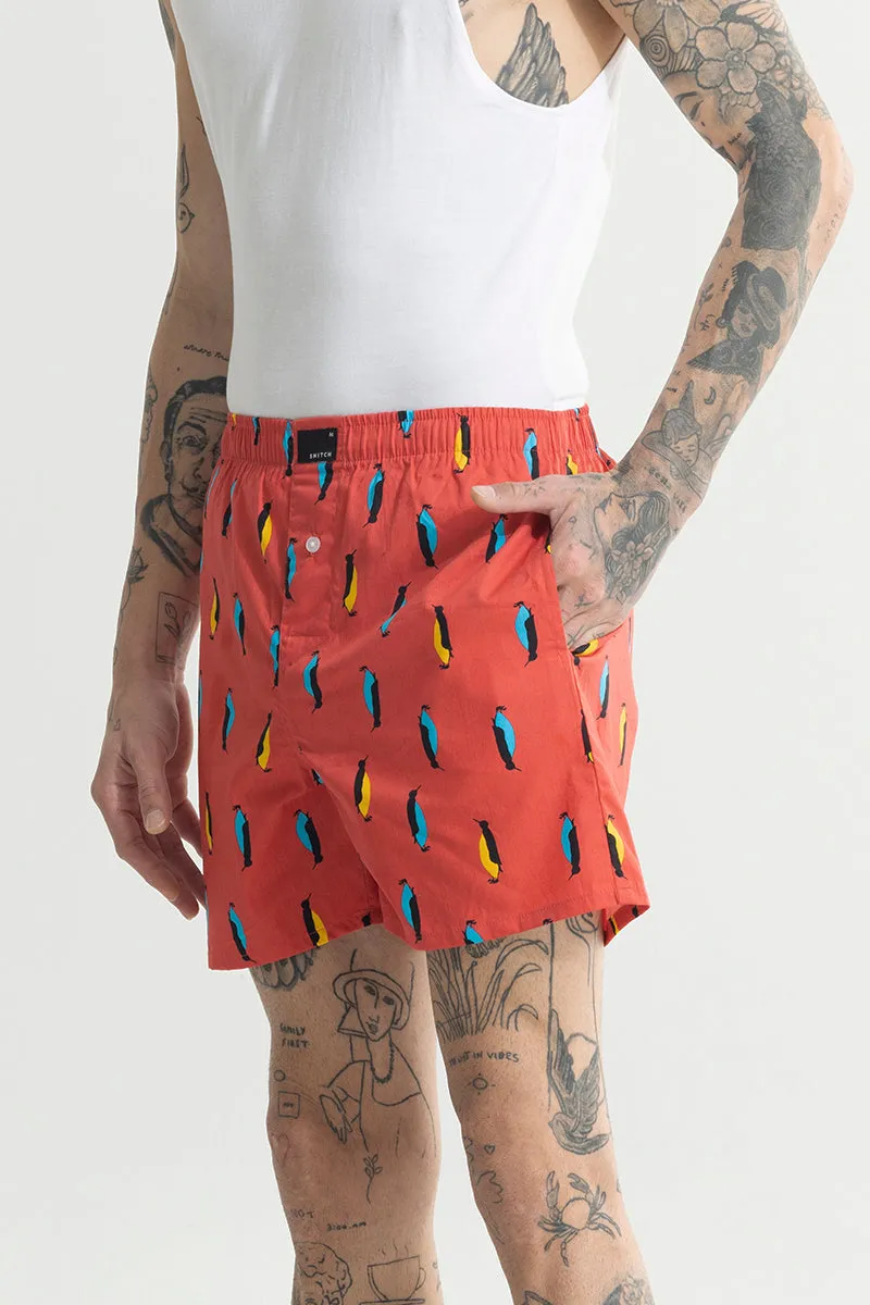 Penguin Print Red Boxer