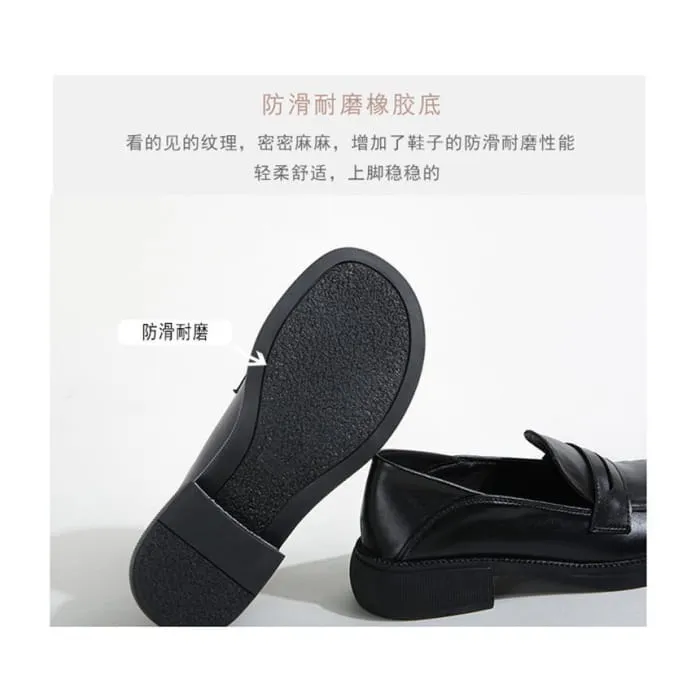 Plain Block Heel Loafers
