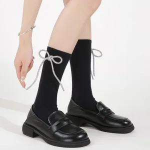 Plain Block Heel Loafers