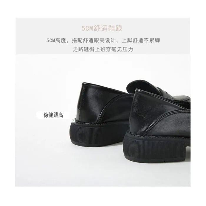 Plain Block Heel Loafers
