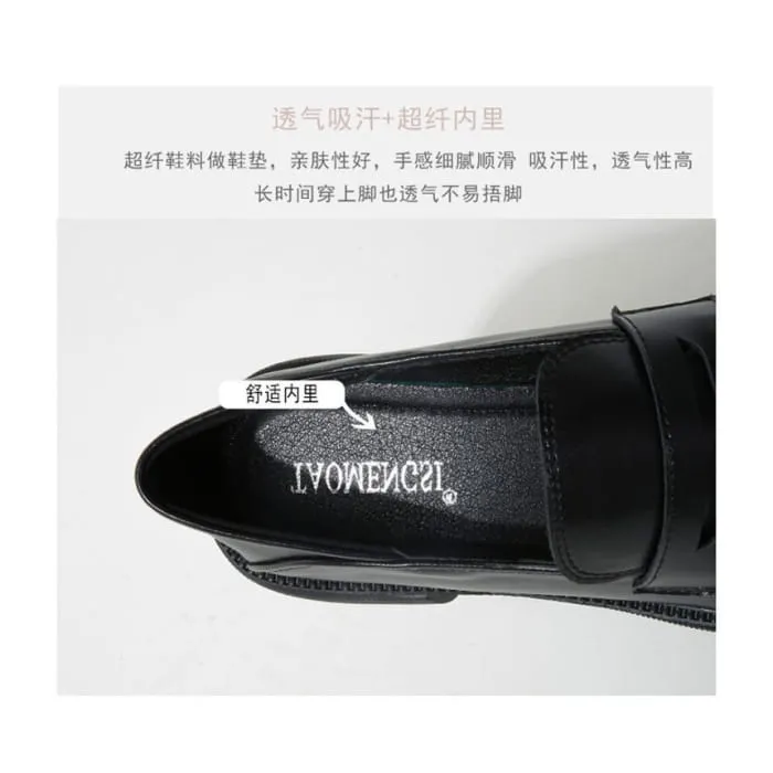 Plain Block Heel Loafers