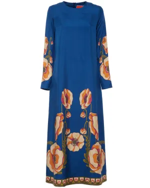 Poppies Blue Placee Swing Dress