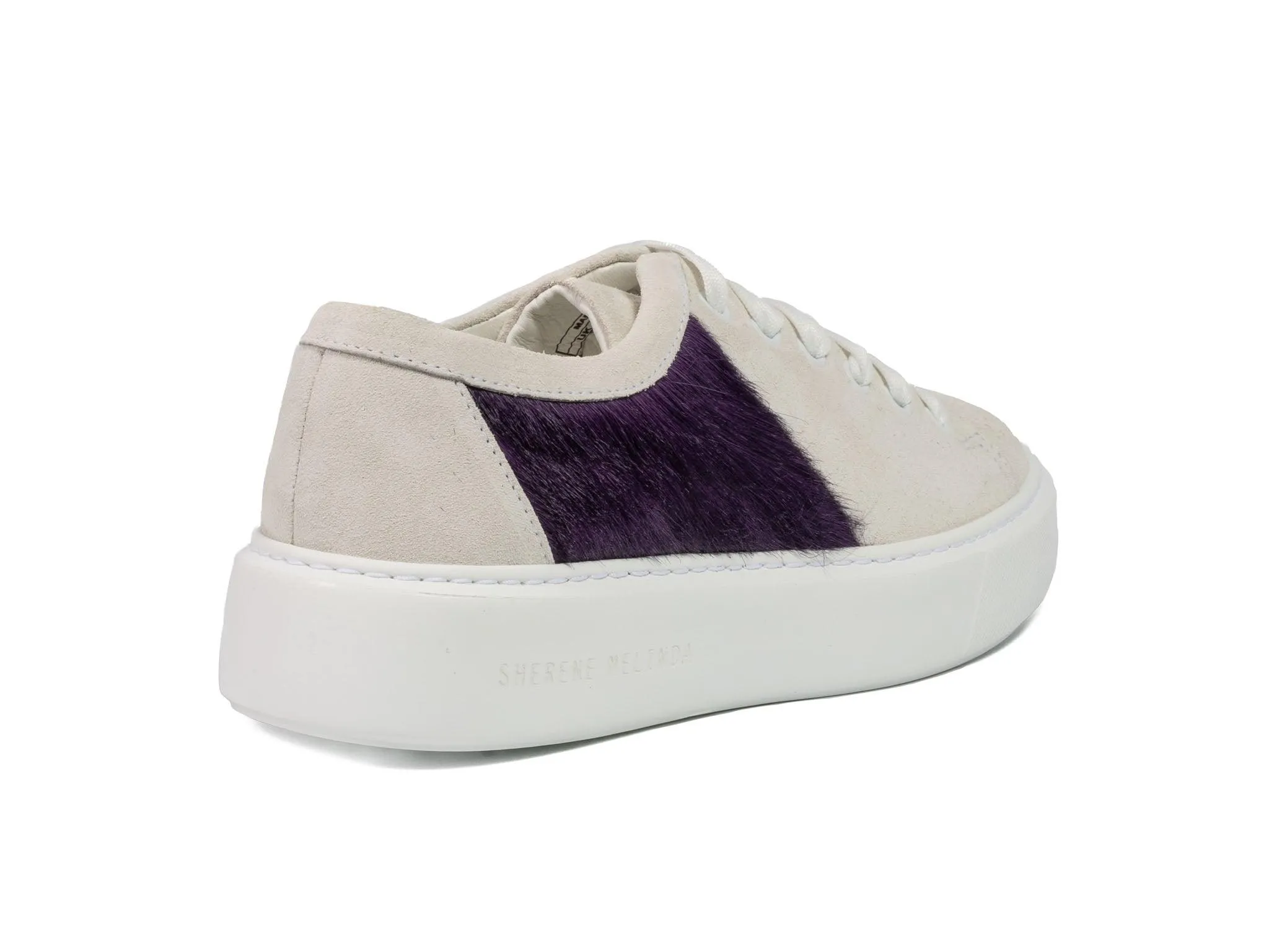 Purple Hair-on-hide Trainer Model 001 with White Suede