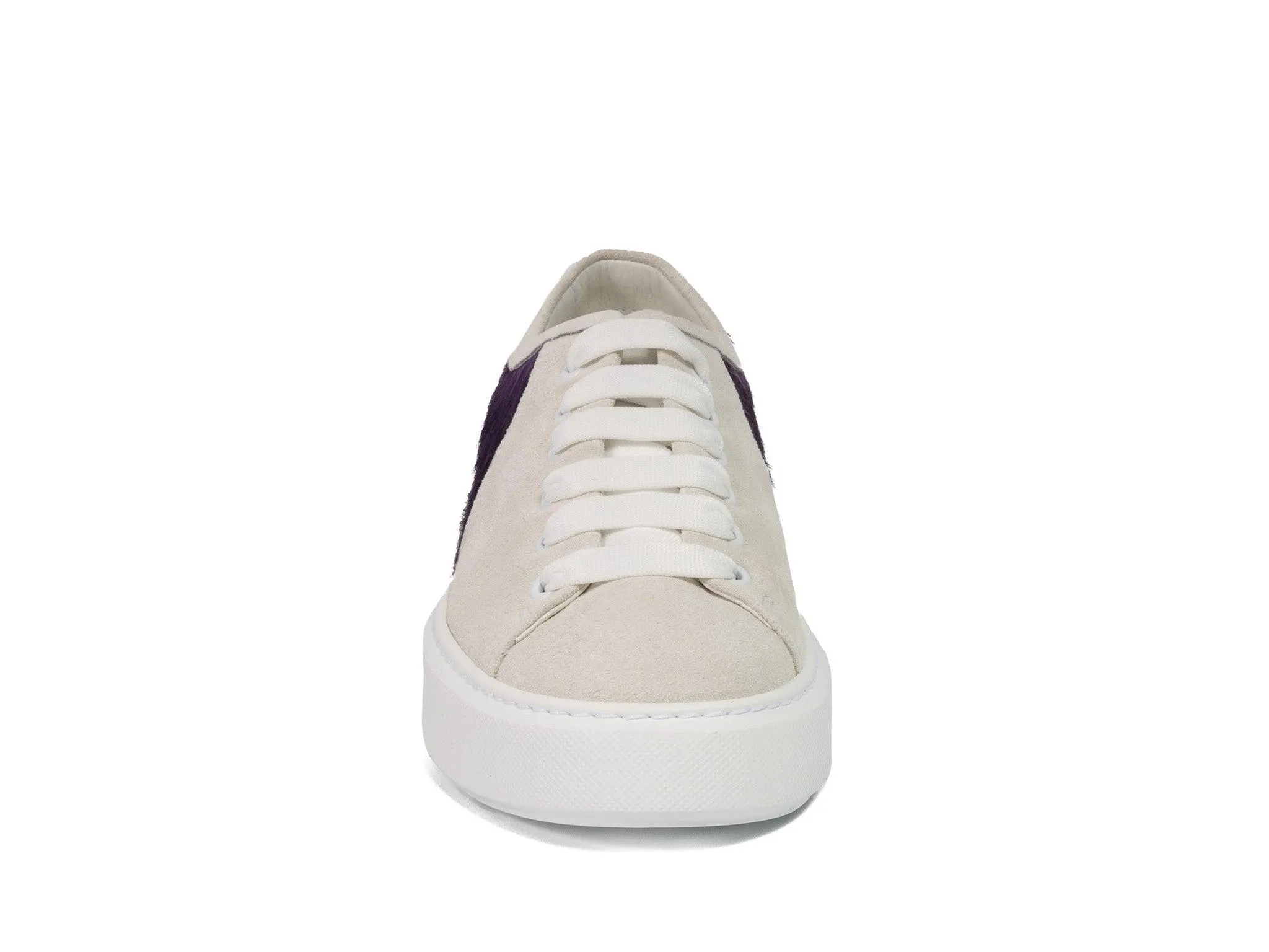 Purple Hair-on-hide Trainer Model 001 with White Suede