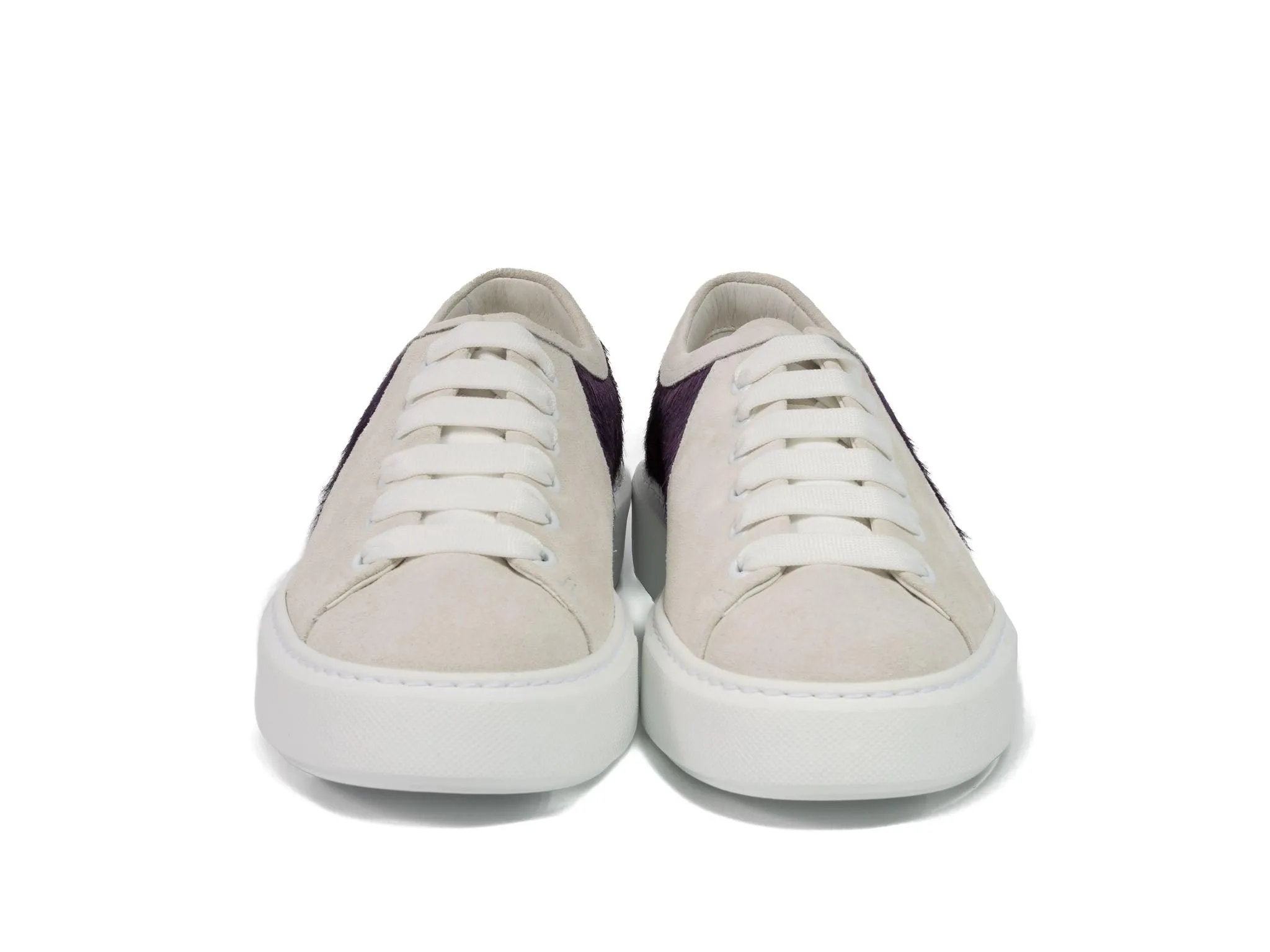 Purple Hair-on-hide Trainer Model 001 with White Suede
