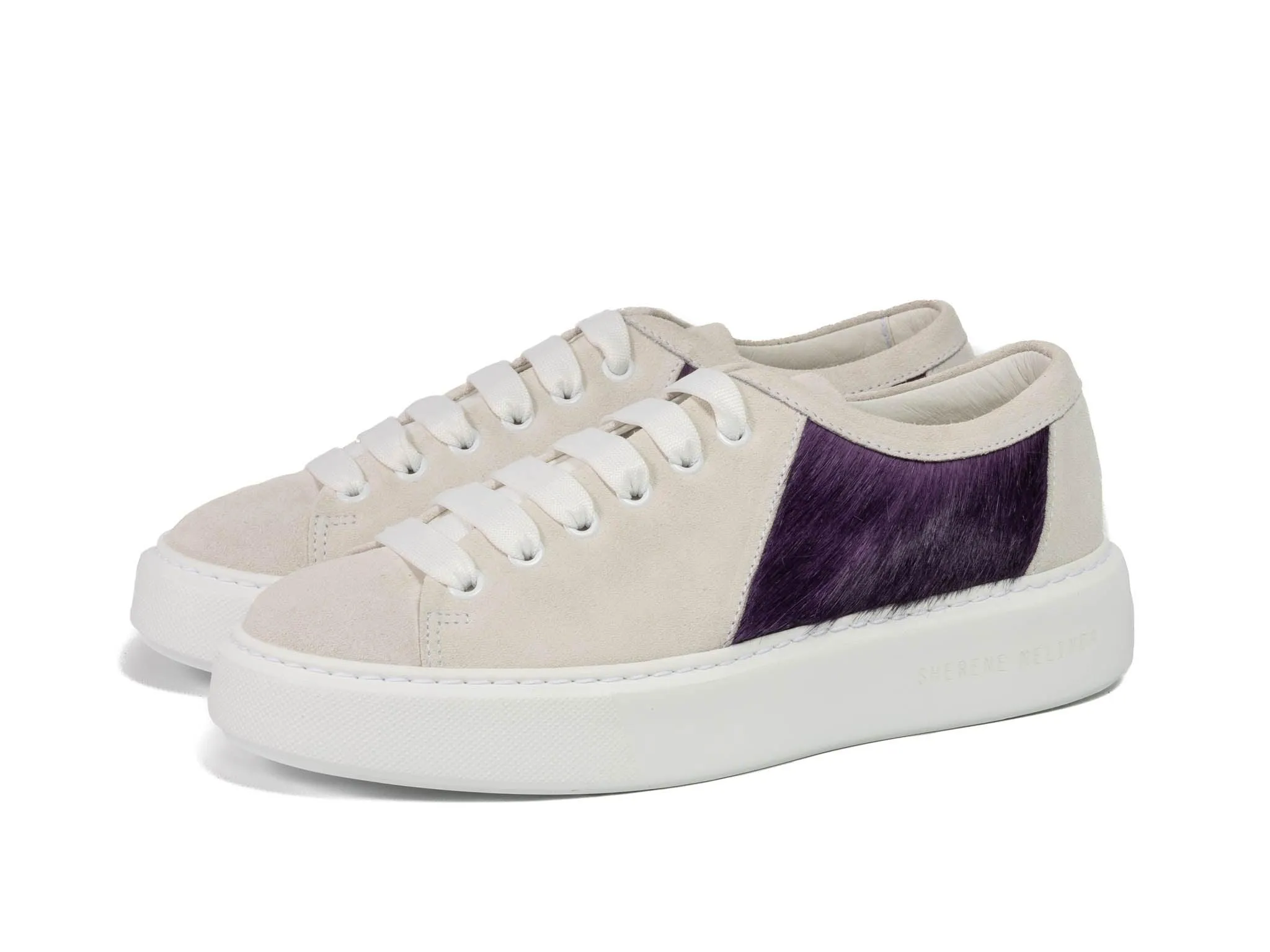 Purple Hair-on-hide Trainer Model 001 with White Suede