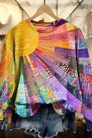 QUIRINE - COLORFUL SUN COLLAGE SWEATSHIRT
