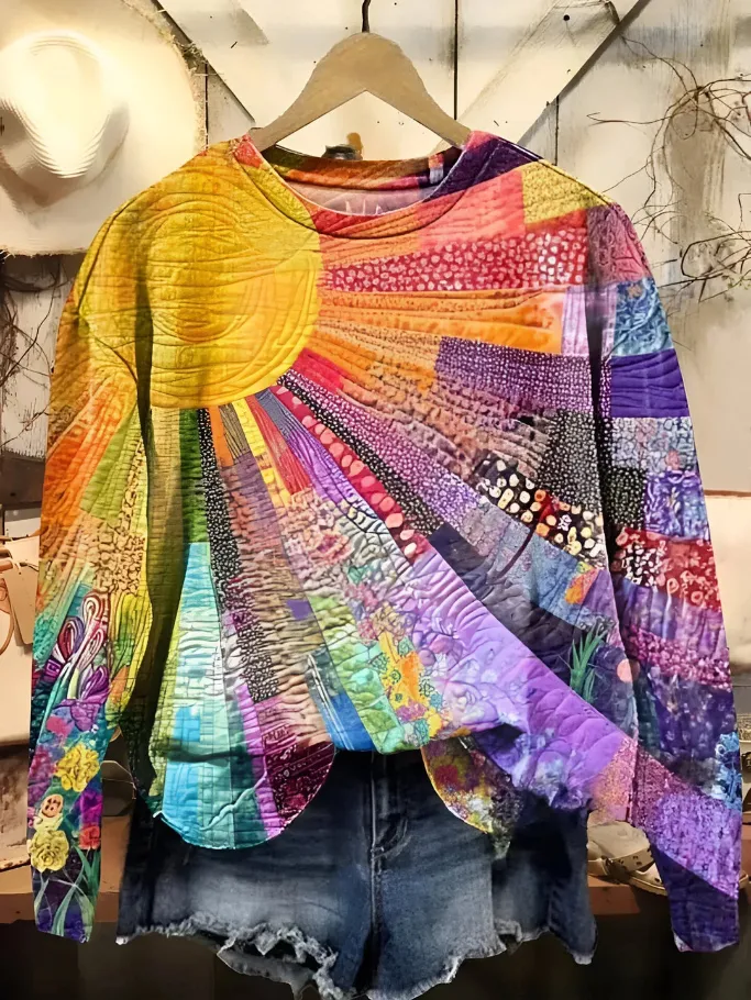 QUIRINE - COLORFUL SUN COLLAGE SWEATSHIRT