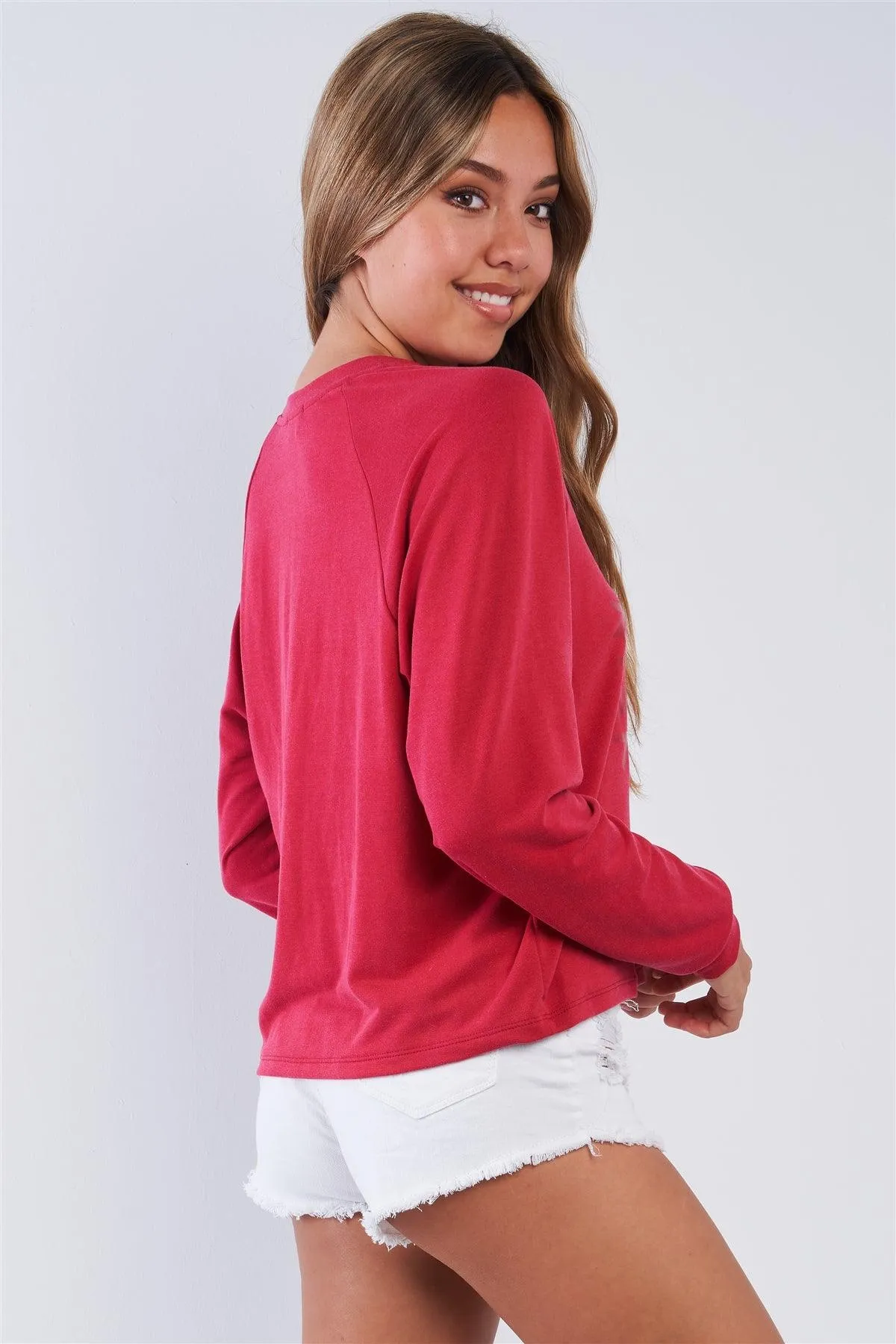 "Inspire Love" Graphic Print Crew Neck Fleece Sweater