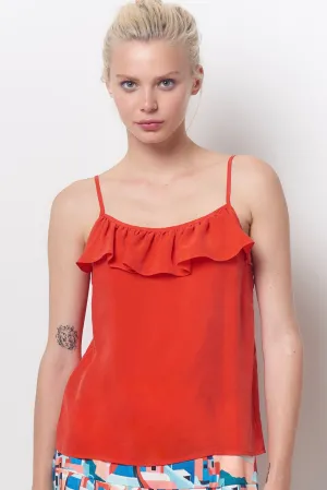 RAVEN Ruffle Neck Slip Top - Cupro