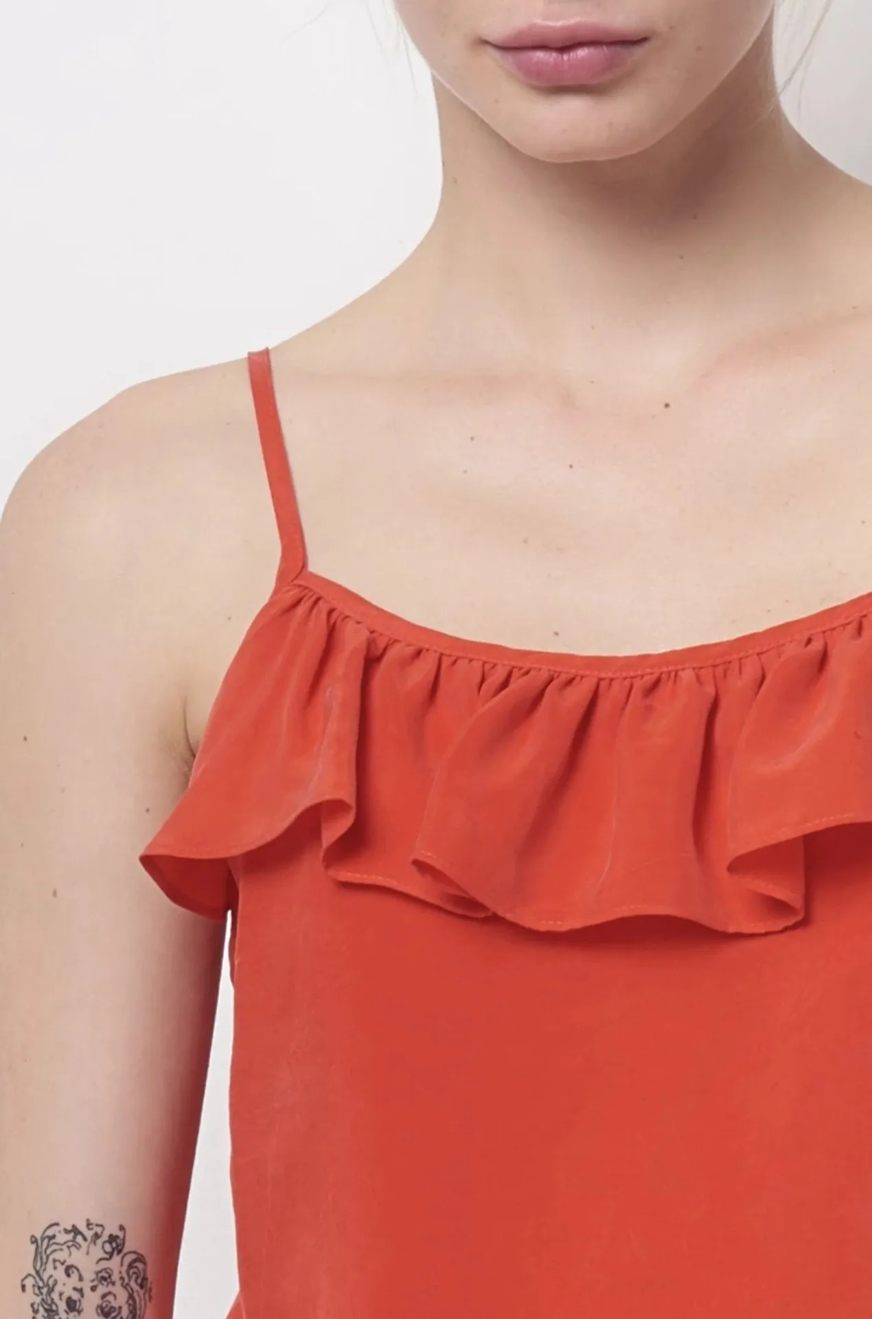 RAVEN Ruffle Neck Slip Top - Cupro