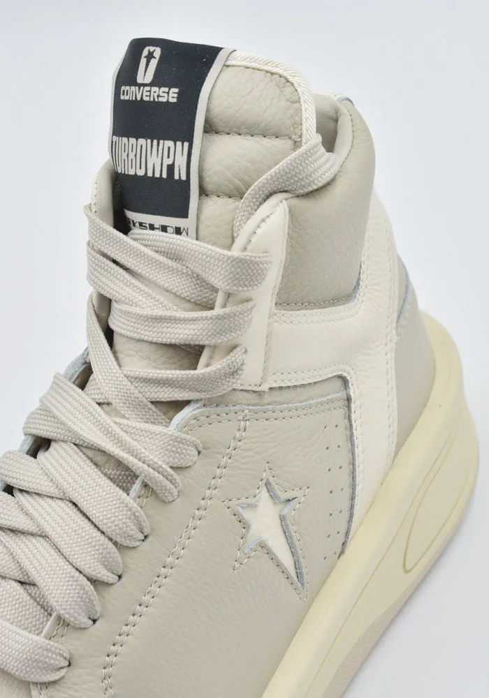 RICK OWENS DRKSHDW X CONVERSED DC02DX960 A10R0 TURBOWPN MID-TOP SNEAKERS OYSTER  (New season SS25)