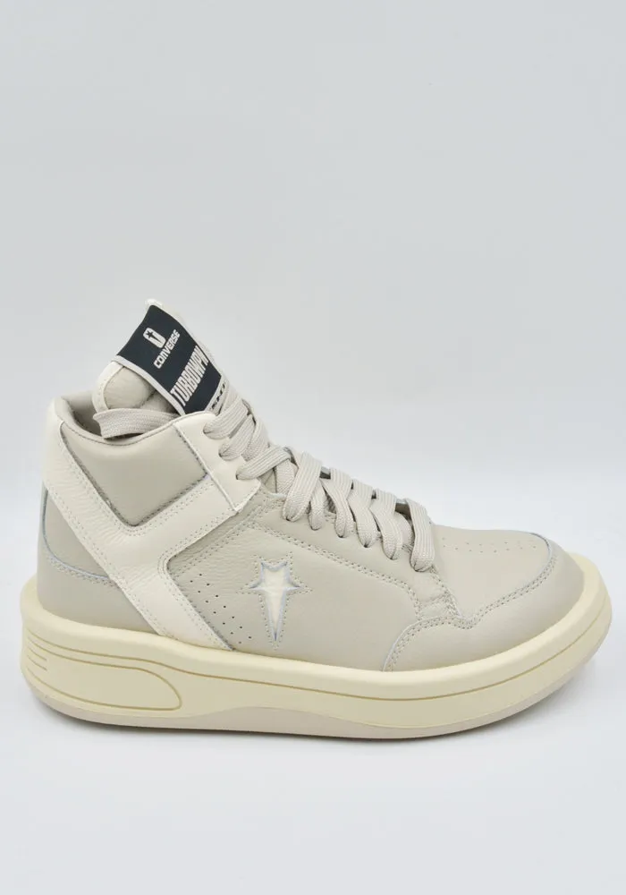 RICK OWENS DRKSHDW X CONVERSED DC02DX960 A10R0 TURBOWPN MID-TOP SNEAKERS OYSTER  (New season SS25)